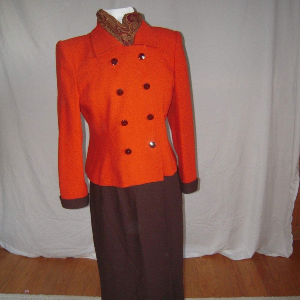 Kasper tailored suit & skirt brown w/dark brow 8 b